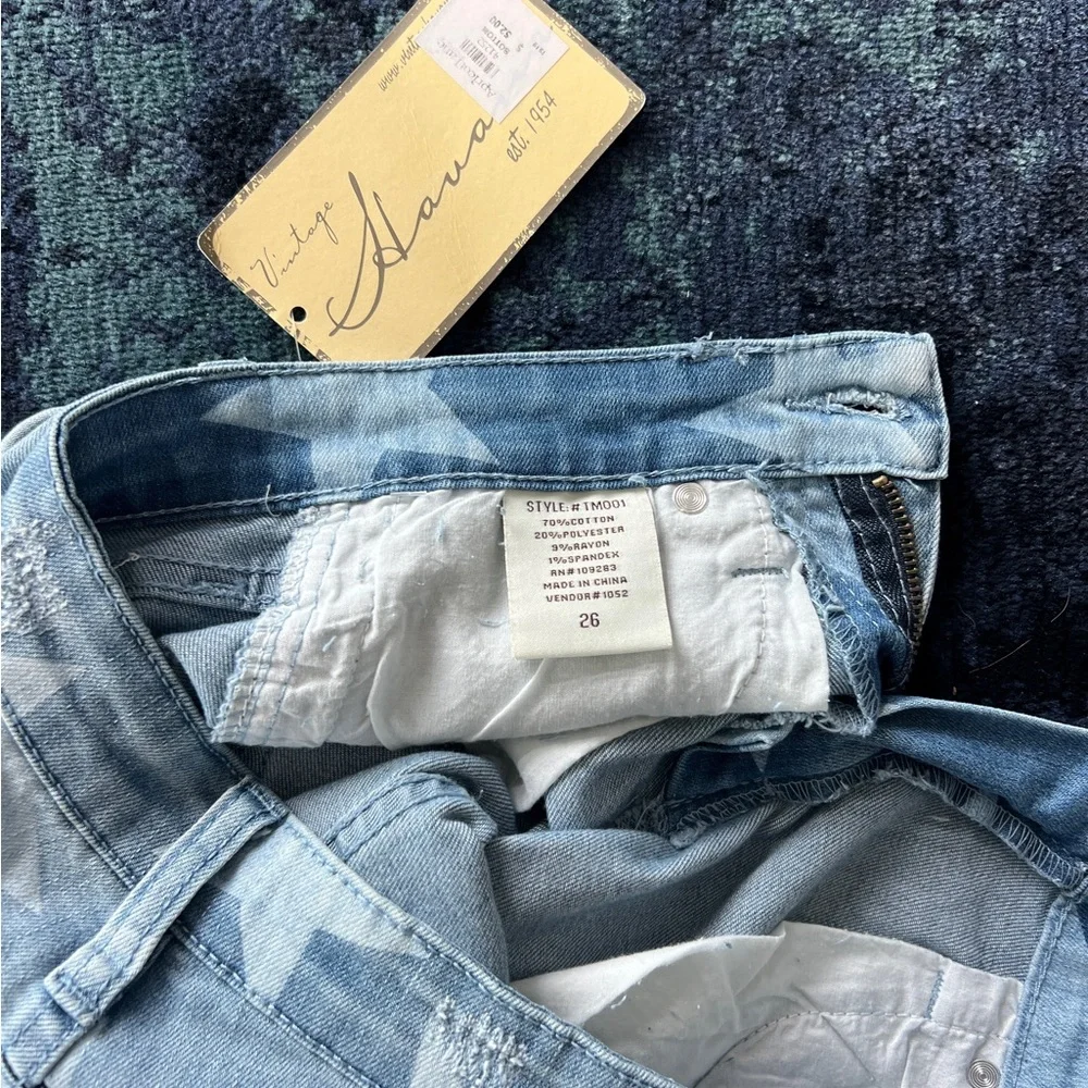 Vintage Havana Blue and White Jean Shorts Distressed - Picture 5 of 7